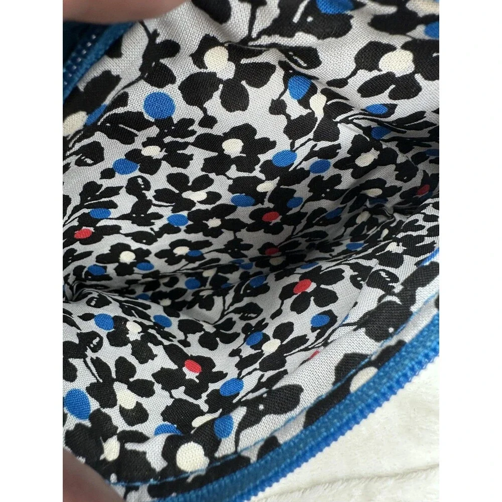 Vera Bradley Blue Quilted Iconic Medium Cosmetic Bag Travel Makeup Pouch Floral